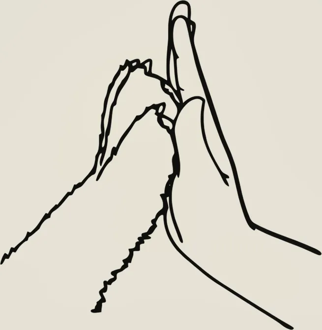 A human hand and a cat's paw reaching toward each other